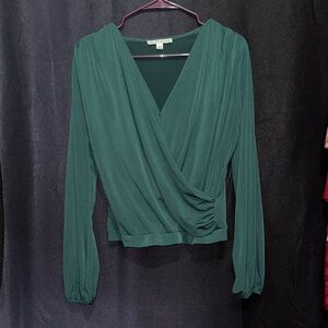 Elegant Green Wrap Top